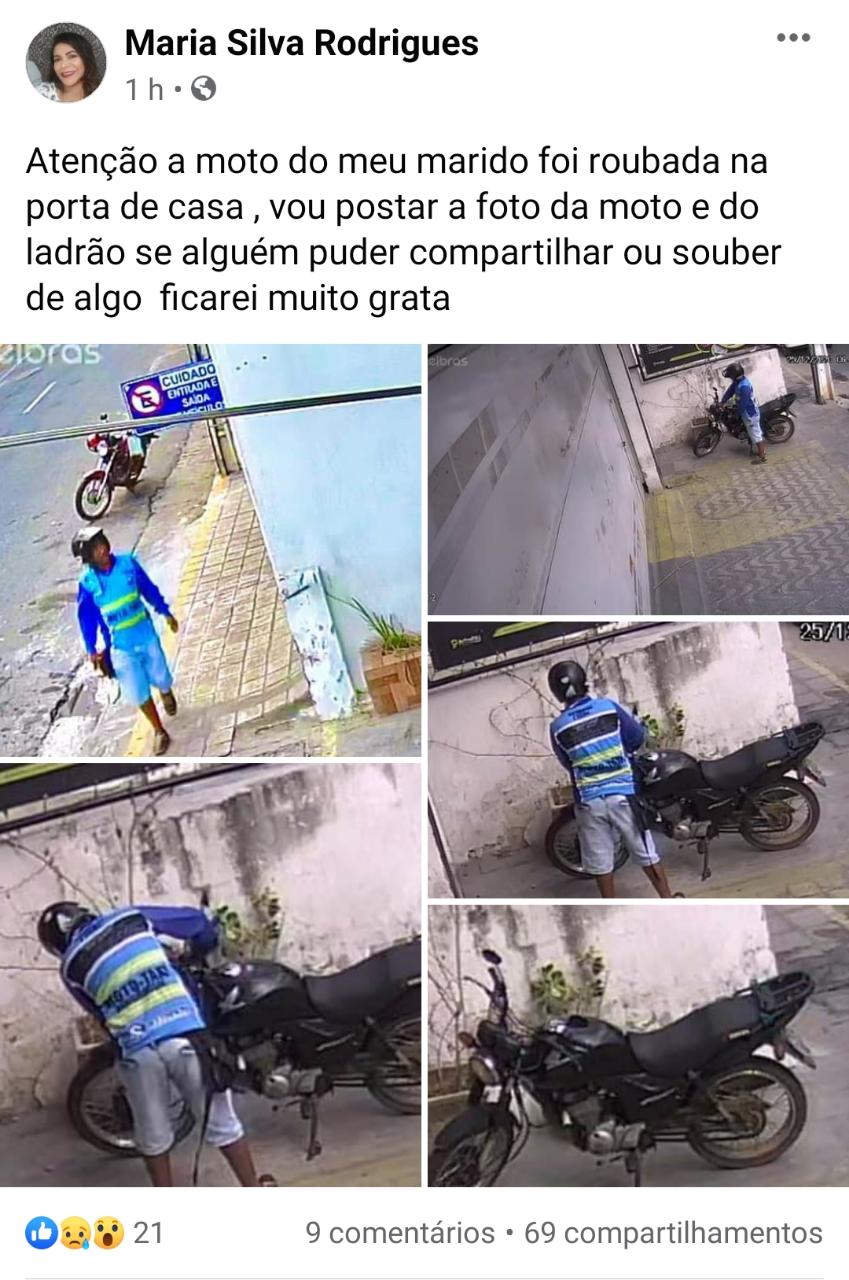 Ousadia: Homem usando colete de mototaxi furta motocicleta em Patos nesta sexta-feira (25)