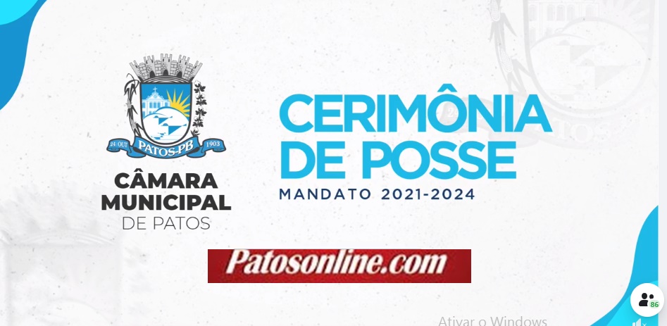 Veja aqui o VÍDEO da posse dos vereadores, prefeito e vice-prefeito de Patos, e eleição para Mesa Diretora 2021/2022