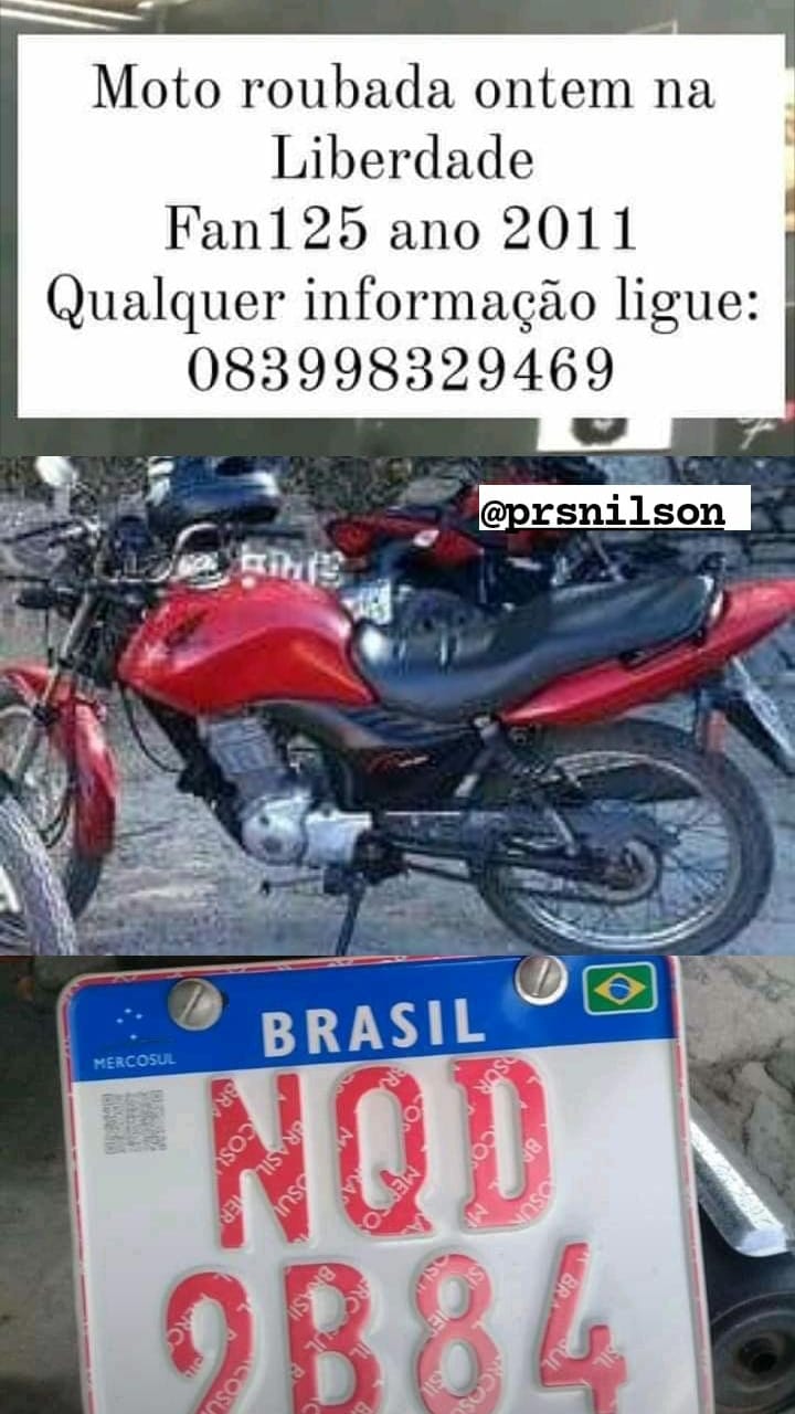 Motocicleta é tomada de assalto em Patos. Proprietário da faz apelo para encontrá-la - Saiba mais.