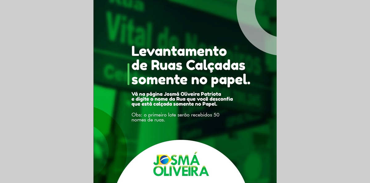 Vereador Josmá Oliveira faz levantamento das ruas de Patos que não estão calçados no papel