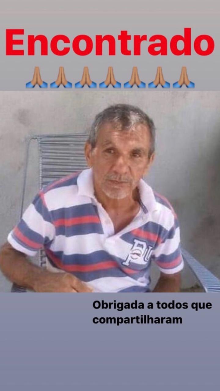 Familiares encontram idoso que estava desaparecido em Patos-PB