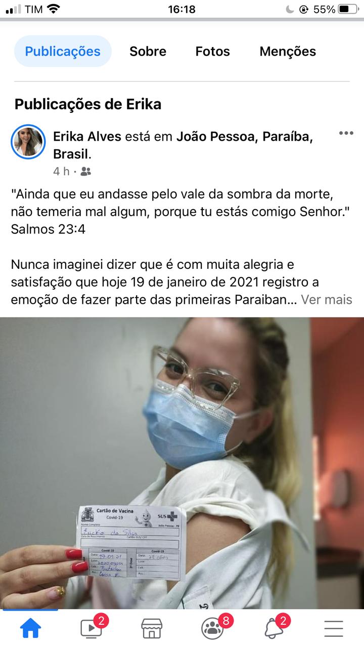 Primeira Patoense a receber a vacina contra a covid-19 se emociona e agradece. Veja
