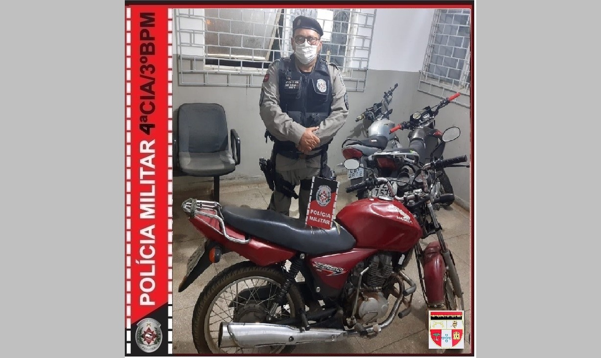 Policia Militar apreende moto com restrição de roubo/furto na cidade de Livramento