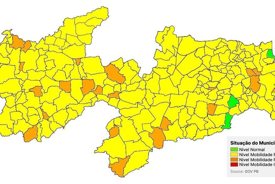 Seis municípios da região Metropolitana de Patos estão na bandeira laranja