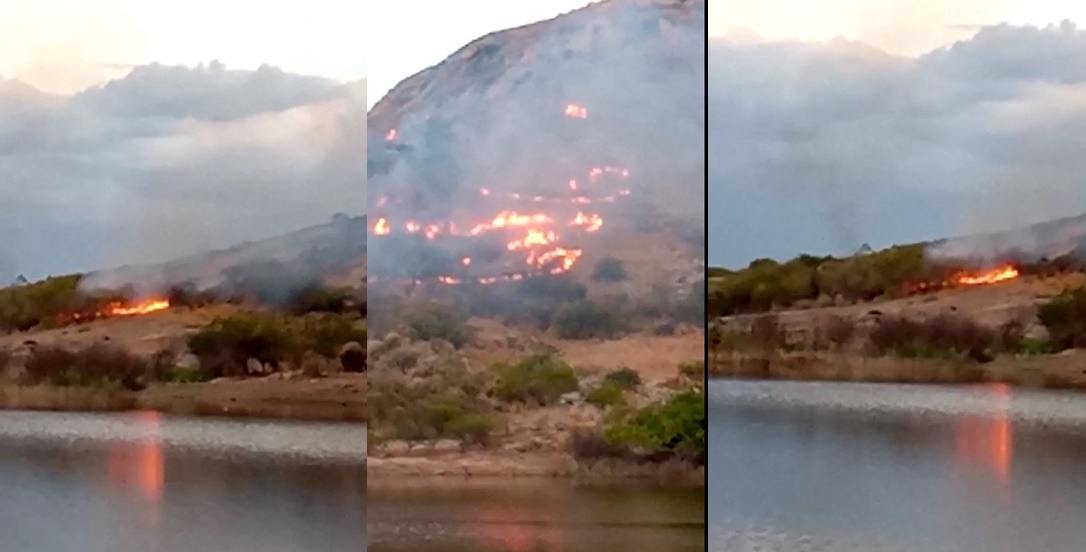 Grande incêndio destrói vegetação do Serrote do Espinho Branco em Patos. Veja as imagens