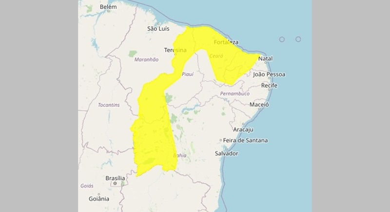 Até às 11h desta quinta (11) vários municípios do Sertão estão sob alerta de chuva forte