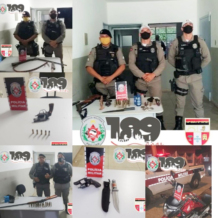 PM apreende seis armas de fogo durante o final de semana na área da 4ª Companhia de Teixeira-PB