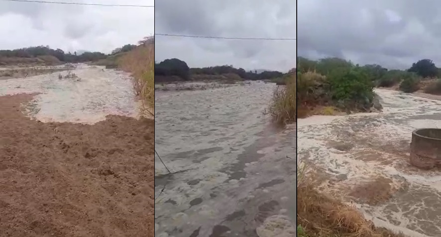Comerciante se emociona ao registrar início da cheia no Rio Farinha na região de Patos nesta terça-feira de carnaval (16). Veja o vídeo