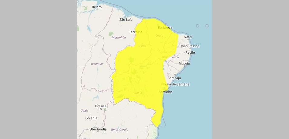 Paraíba tem 95 cidades incluídas em alerta de perigo potencial por chuvas intensas