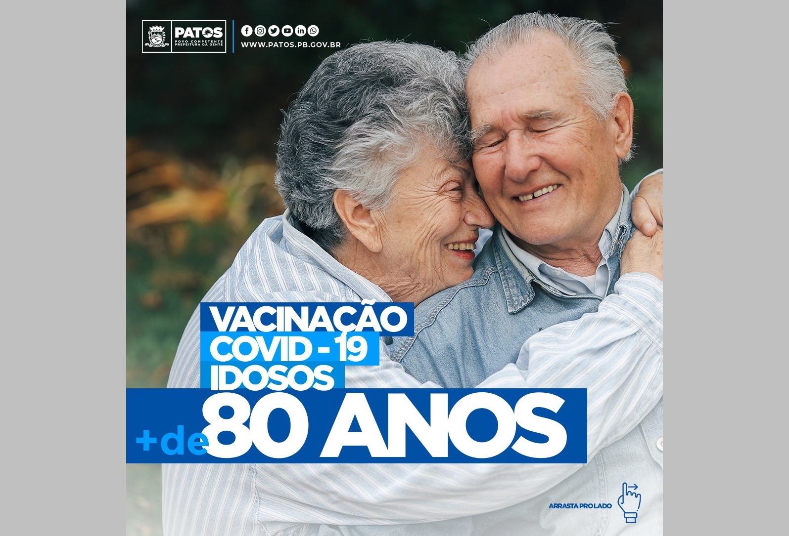 Vacina contra Covid: Prefeitura de Patos lança calendário para imunizar pessoas idosas a partir de 80 anos