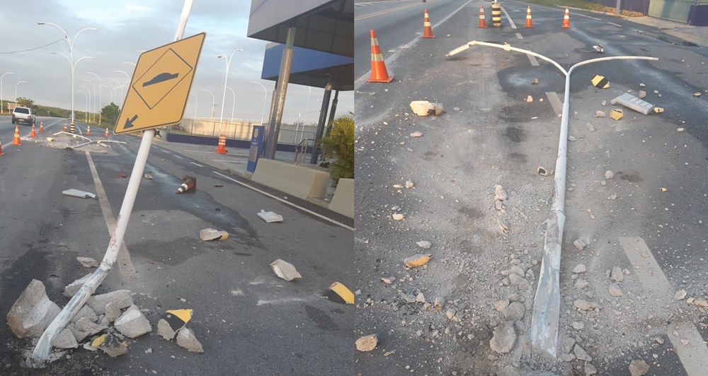 Caminhão colide com objeto estático na Unidade Operacional da Polícia Rodoviária Federal em São Mamede-PB