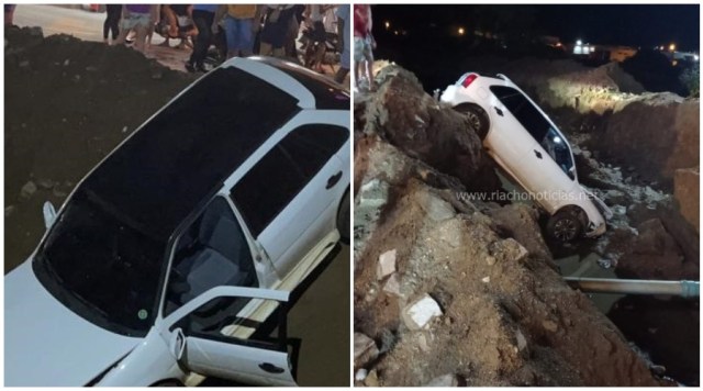 Veículos caem em cratera sem sinalização no Centro de São Bento