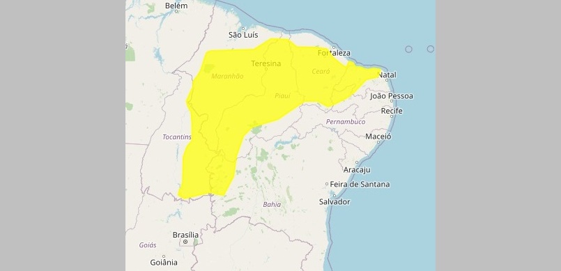 Inmet divulga dois alertas de perigo potencial por chuvas para 88 cidades da PB
