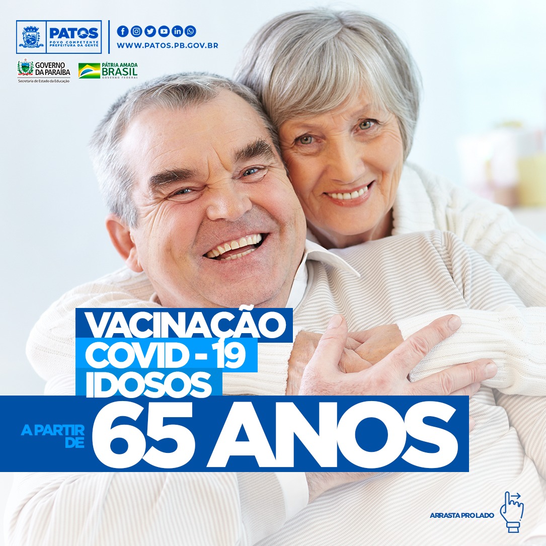 Prefeitura de Patos lança calendário para imunizar idosos a partir de 65 anos