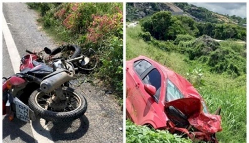 Colisão entre carro e moto deixa dois adultos e uma criança mortos, em Itaporanga neste domingo (28)