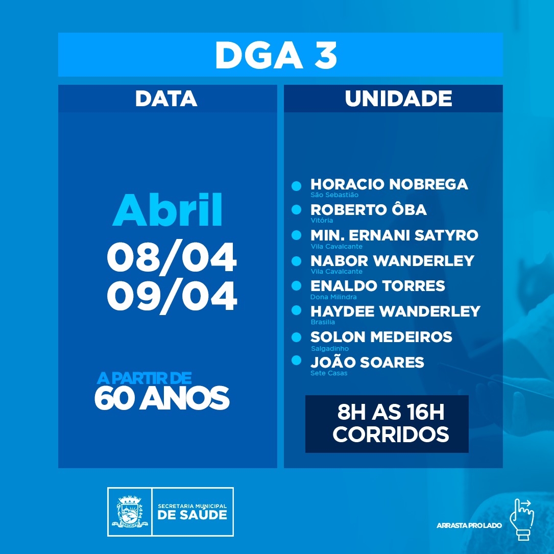Em Patos: Idosos acima de 60 anos devem começar a ser vacinados contra a covid-19 no próximo dia 8 de abril