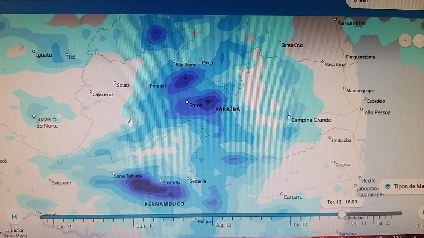 Meteorologia prevê chuvas voltando ao Sertão a partir desse final de semana