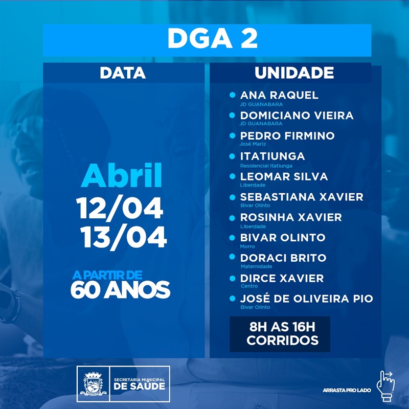 Vacinação contra a Covid-19 em idosos com idade acima de 60 anos tem continuidade nesta segunda (12) em Patos