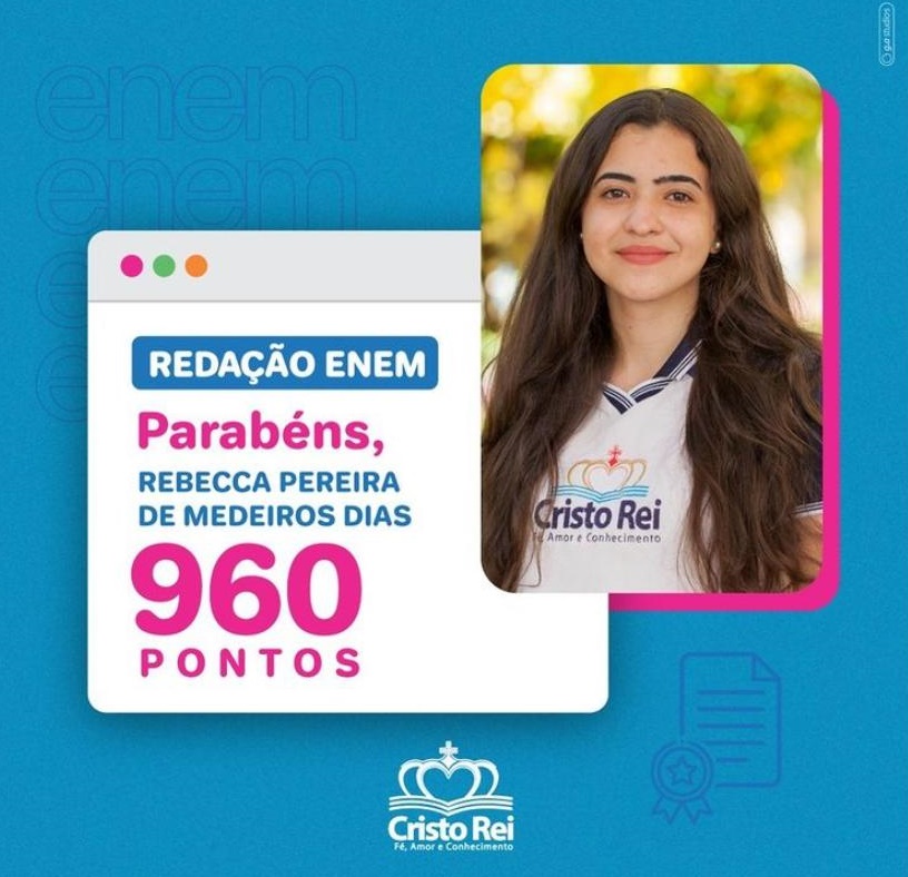 Aluna do CCRei, Jovem patoense que fez 960 pontos na redação do ENEM faz agradecimento. Veja