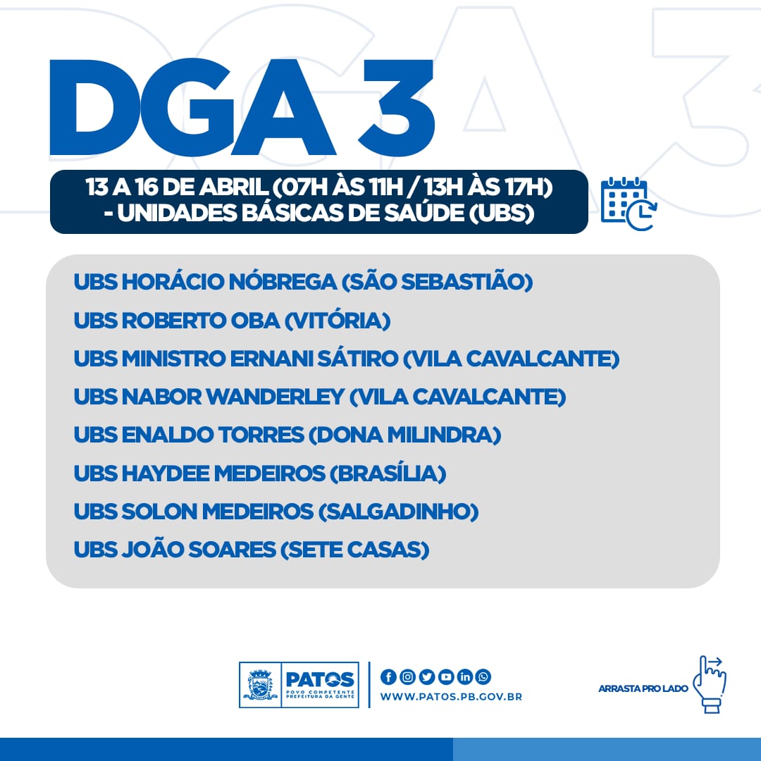 Campanha de vacinação contra a influenza começa nesta terça (13) em Patos