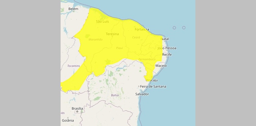 Inmet emite alerta de perigo potencial por chuvas intensas para Patos e várias cidades do Sertão