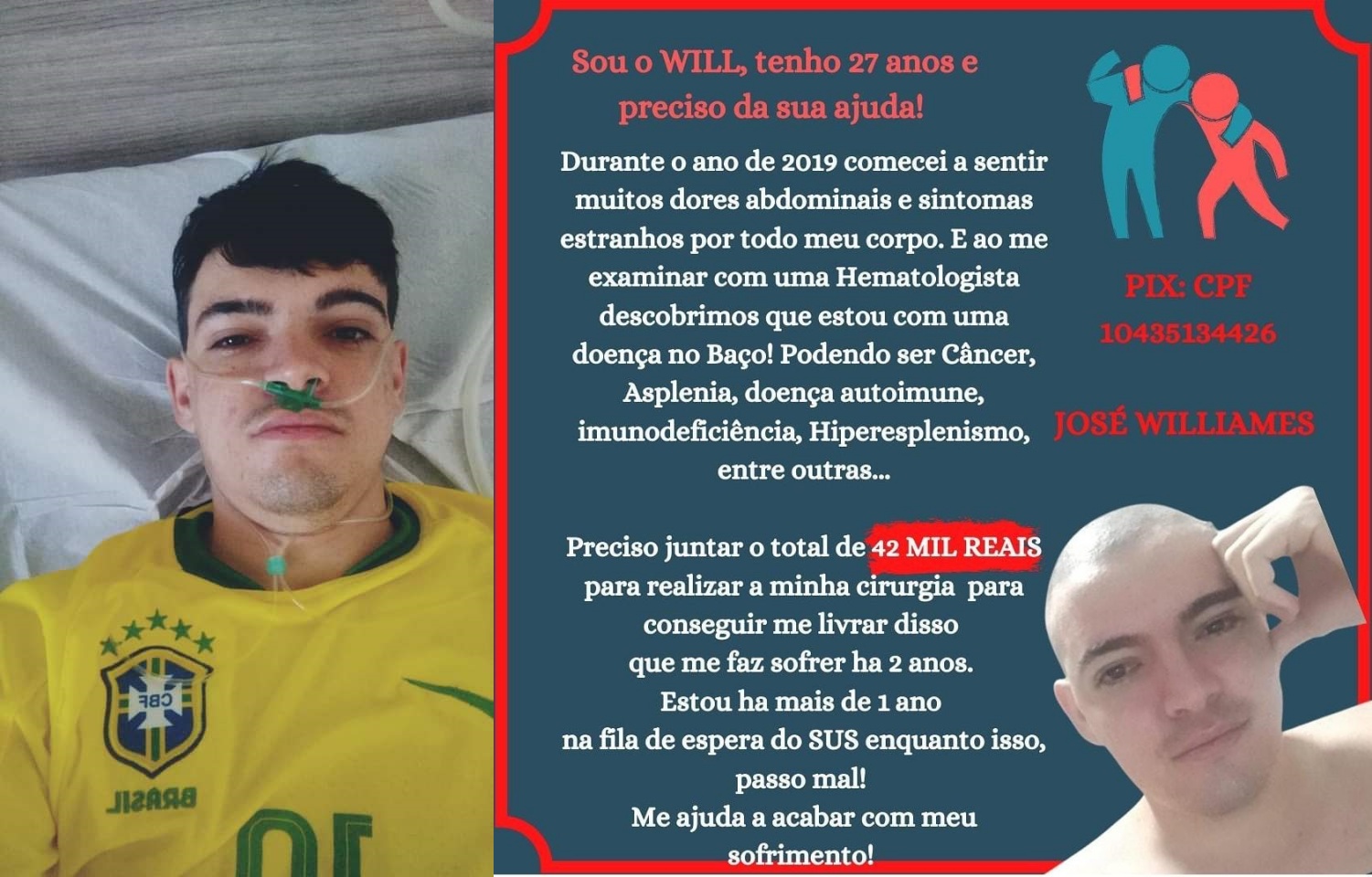 Jovem precisa fazer tratamento cirúrgico de R$ 42 mil reais e faz campanha para arrecadar recursos. Saiba como ajudar