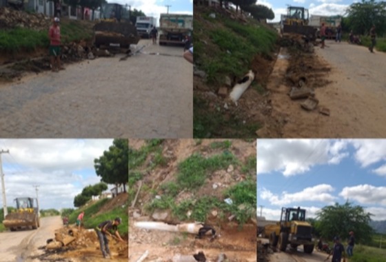Infraestrutura realiza consertos e reparos em galerias na cidade de Cacimba de Areia