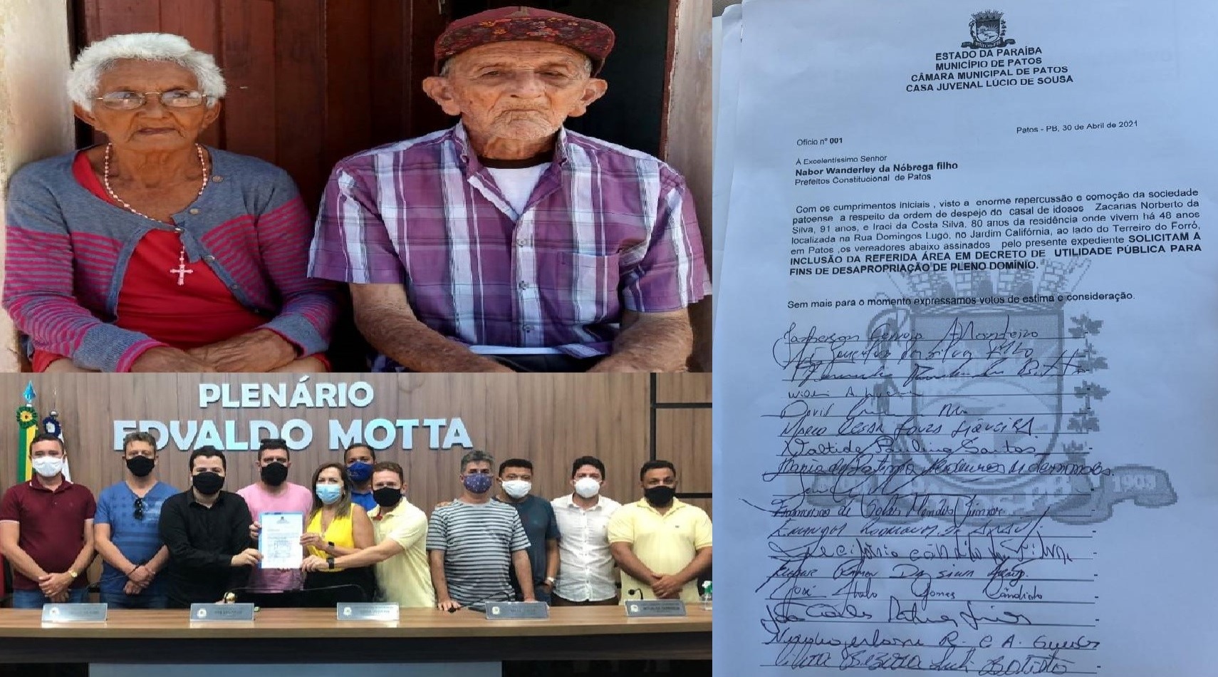 Vereadores de Patos-PB, se unem em defesa do casal de idosos despejados da casa onde moram há 48 anos