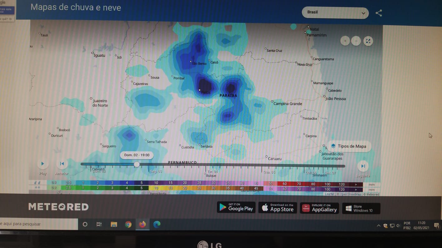 Previsão; Primeira semana de maio será toda de chuva no sertão e alto sertão. Veja