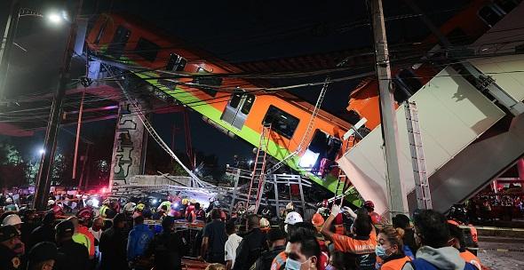 Viaduto desaba com vagões de metrô na Cidade do México; pelo menos 23 morreram