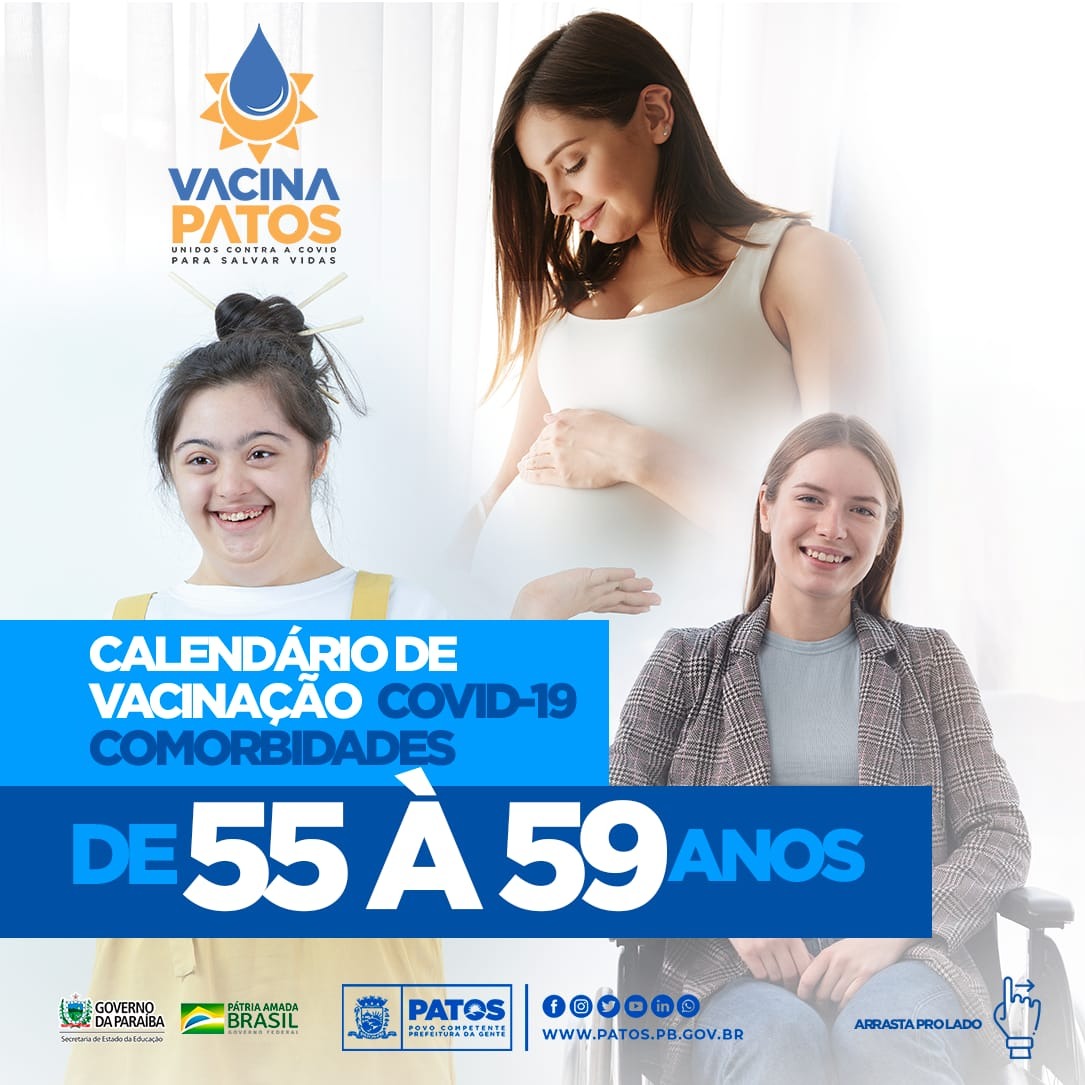 Calendário de vacinação contra a Covid-19 para pessoas com comorbidades é lançado em Patos. Veja