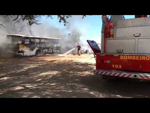 Ônibus destruído pelo fogo - Patosonline.com