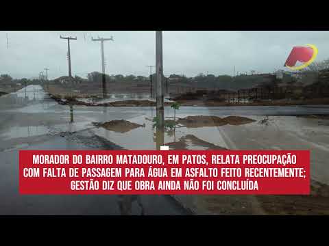 Morador do bairro Matadouro relata preocupação com acúmulo de água em asfalto feito recentemente