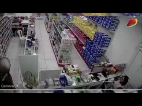 Câmeras de segurança flagram assalto em farmácia no Centro de Patos, nesta quarta-feira (26)