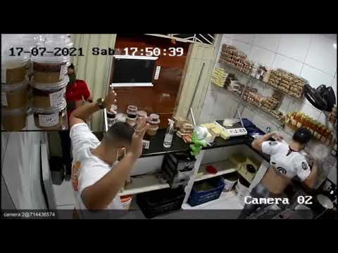 Câmeras registram assalto a estabelecimento comercial neste sábado (17) em Patos